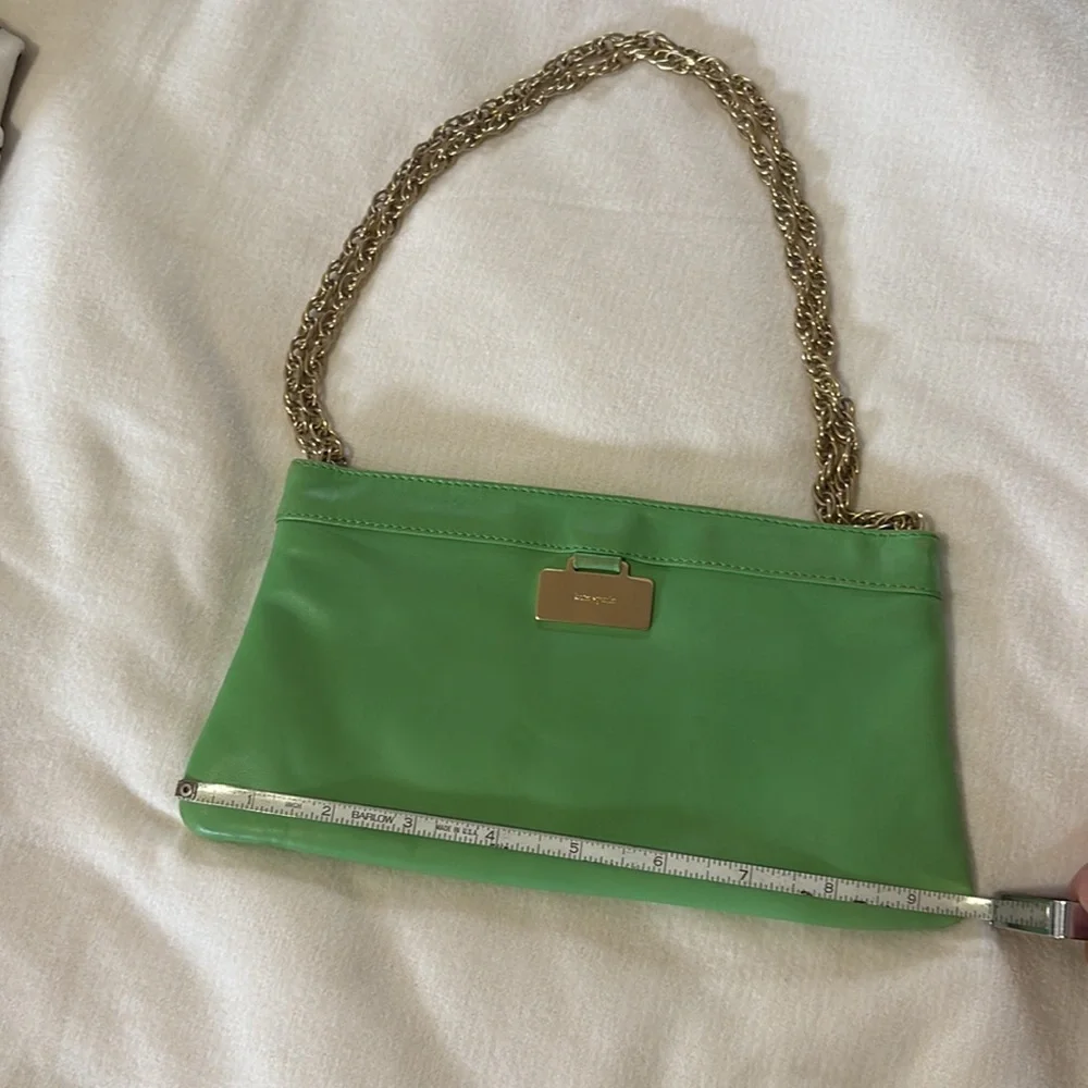 Kate Spade Mini Shoulder Bag Green Leather with Gold Chain